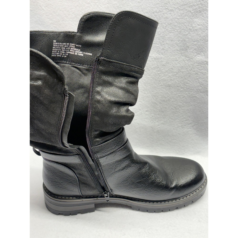 Maurices Blaire Mid Shaft Moto Boots Black Buckle Slouchy Lug Sole Womens 9M - Picture 8 of 12